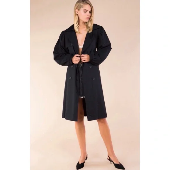 POL Classic Black Double Breasted Trench Coat - Picture 6 of 8